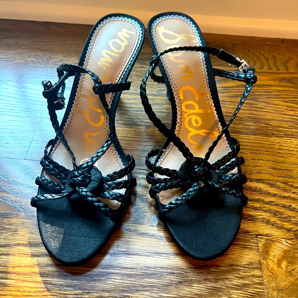 Sam Edelman size 8 black heel sandals with straps. Never worn.